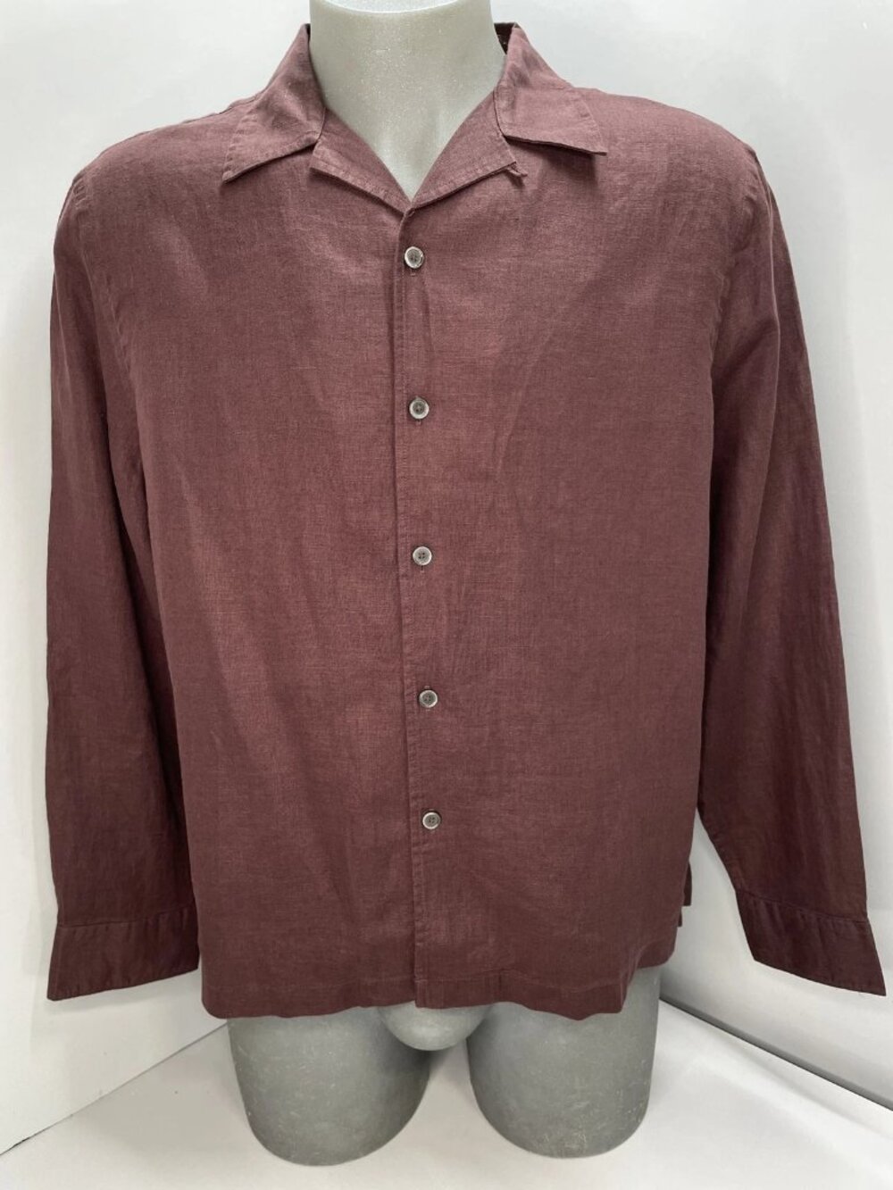 Todd Snyder Mens Linen Camp Collar Shirt Blackberry Size L Cropped Boxy Fit